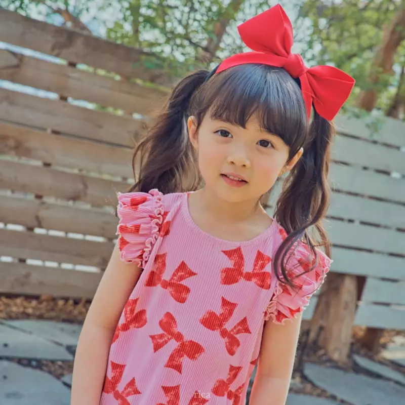Rica - Korean Children Fashion - #fashionkids - Ribbon Top Botom Set - 3