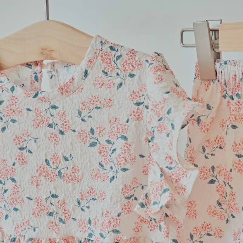 Rica - Korean Children Fashion - #magicofchildhood - Small Flower Top Bottom Set - 10