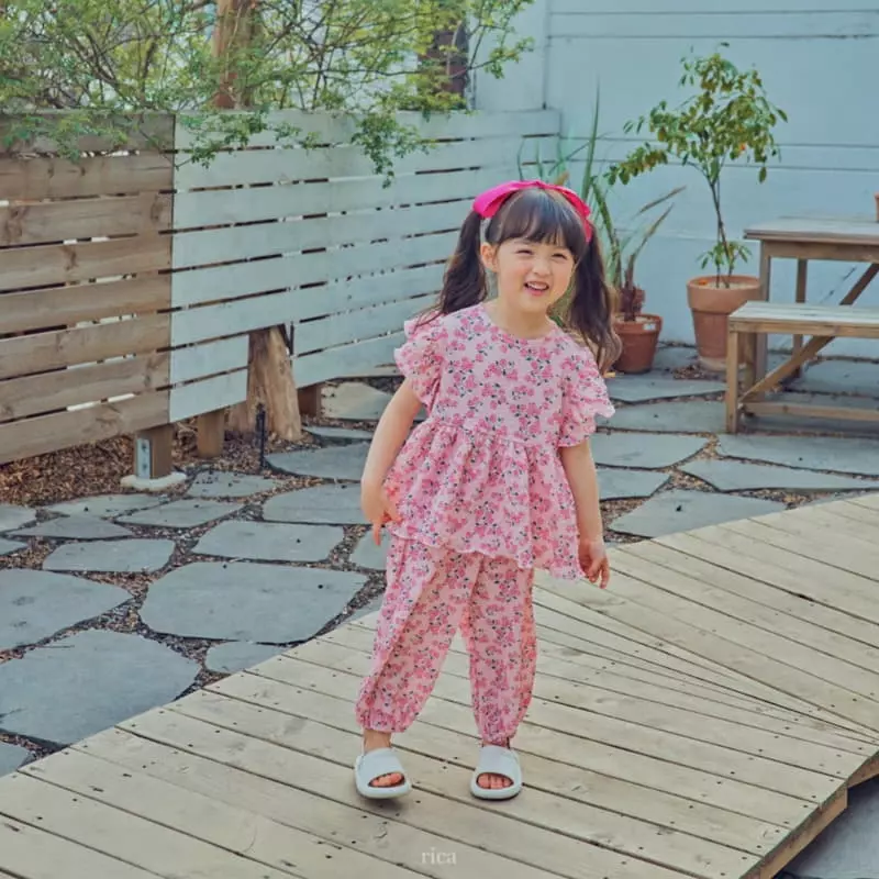 Rica - Korean Children Fashion - #prettylittlegirls - Small Flower Top Bottom Set - 12
