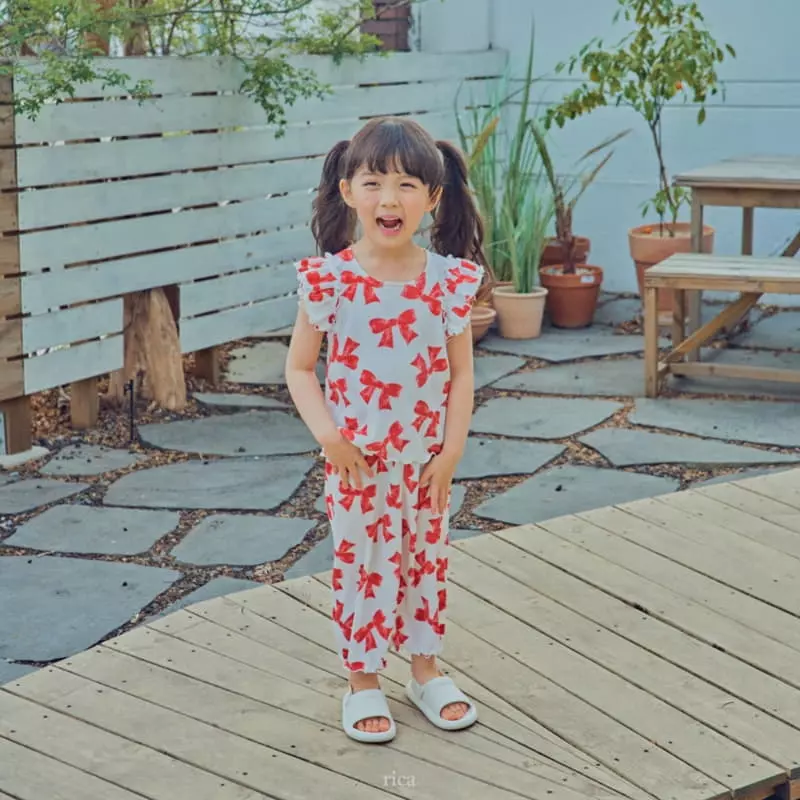 Rica - Korean Children Fashion - #todddlerfashion - Ribbon Top Botom Set - 12