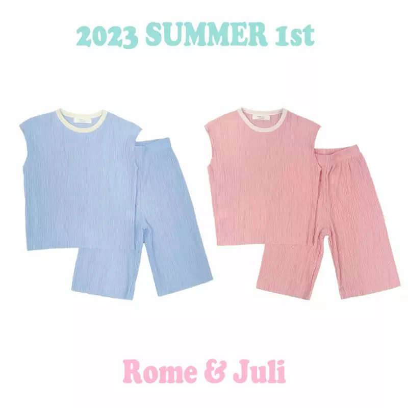 Rome Juli - Korean Children Fashion - #todddlerfashion - Creamy Pleats Top Bottom Set