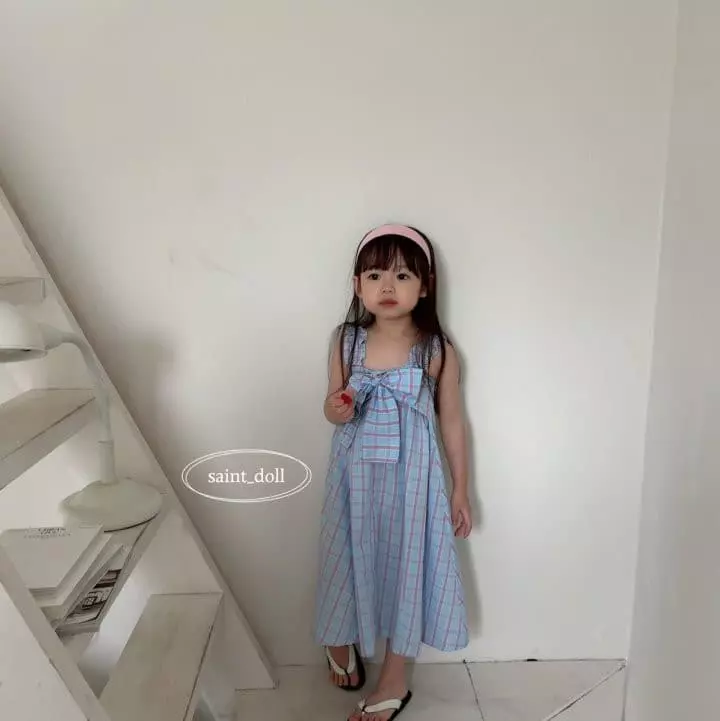 Saint Doll - Korean Children Fashion - #childofig - Check Ribbon One-piece - 12