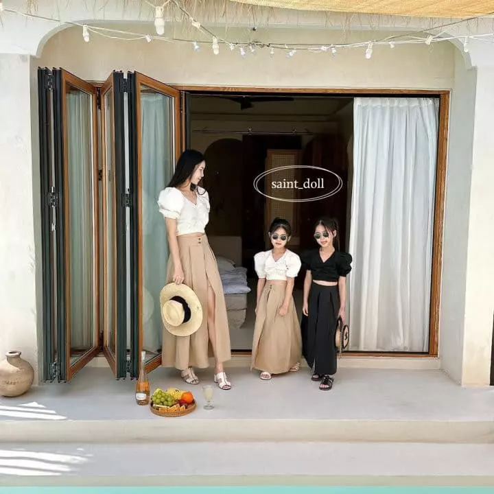 Saint Doll - Korean Children Fashion - #designkidswear - Shirring 3 Angle Crop Blouse with Mom - 12