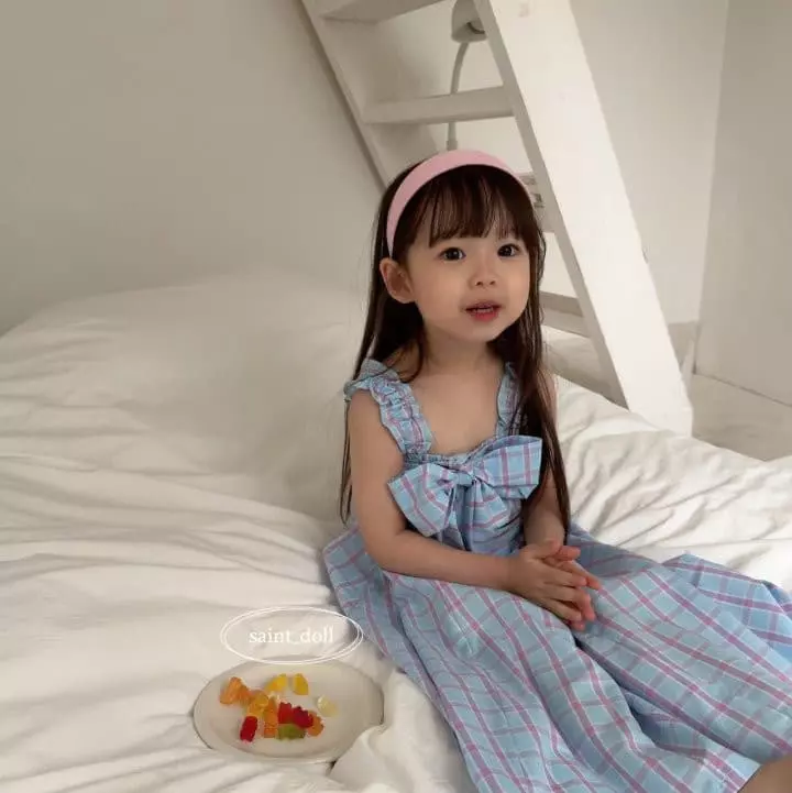 Saint Doll - Korean Children Fashion - #fashionkids - Check Ribbon One-piece - 4