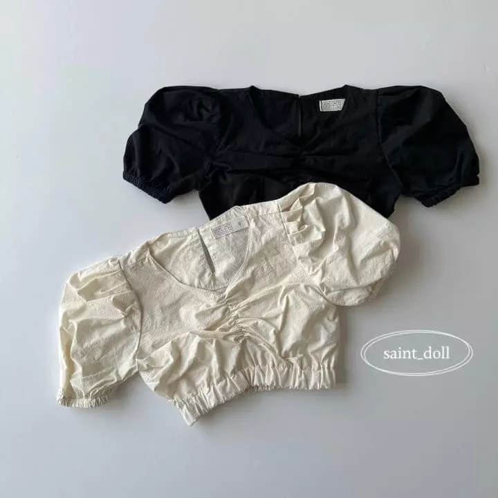 Saint Doll - Korean Children Fashion - #kidsshorts - Shirring 3 Angle Crop Blouse with Mom