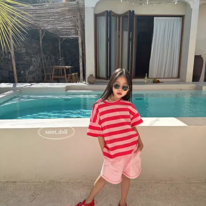 Saint Doll - Korean Children Fashion - #kidsshorts - Stripes Tee - 12