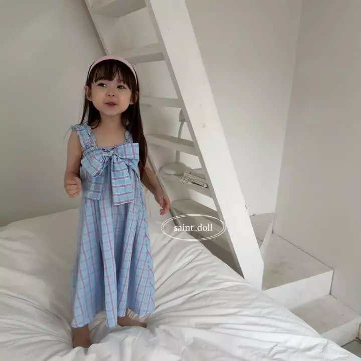 Saint Doll - Korean Children Fashion - #kidzfashiontrend - Check Ribbon One-piece - 6