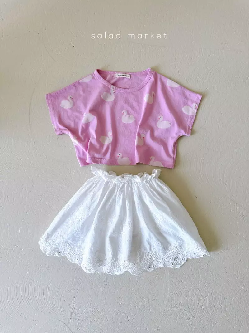 Salad Market - Korean Children Fashion - #kidzfashiontrend - Swan Crop Tee - 4