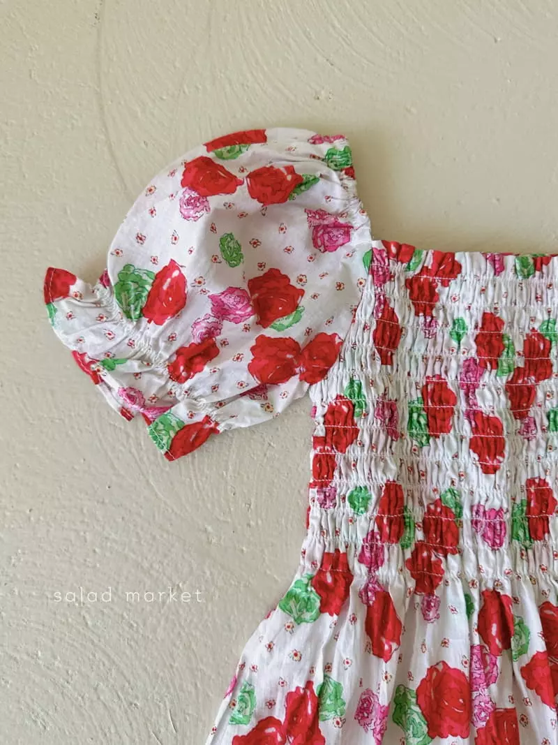 Salad Market - Korean Children Fashion - #childrensboutique - Rose Smocked One-piece - 3