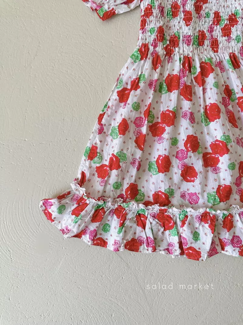 Salad Market - Korean Children Fashion - #childrensboutique - Rose Smocked One-piece - 4