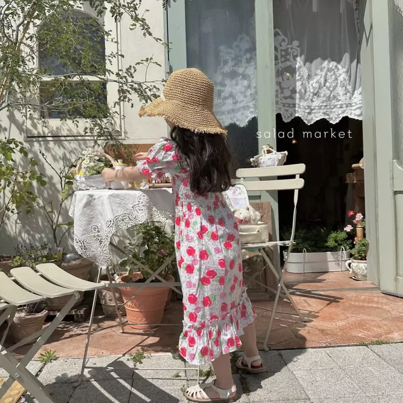 Salad Market - Korean Children Fashion - #kidsshorts - Rose Smocked One-piece - 7