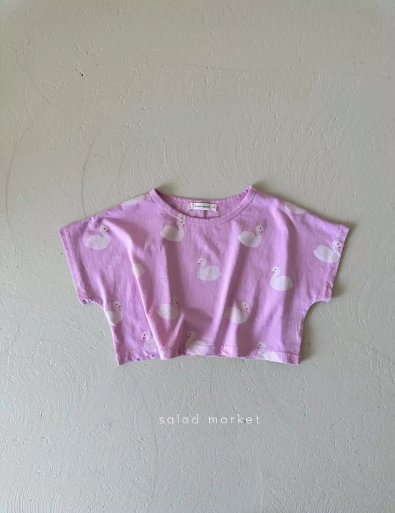 Salad Market - Korean Children Fashion - #kidsshorts - Swan Crop Tee