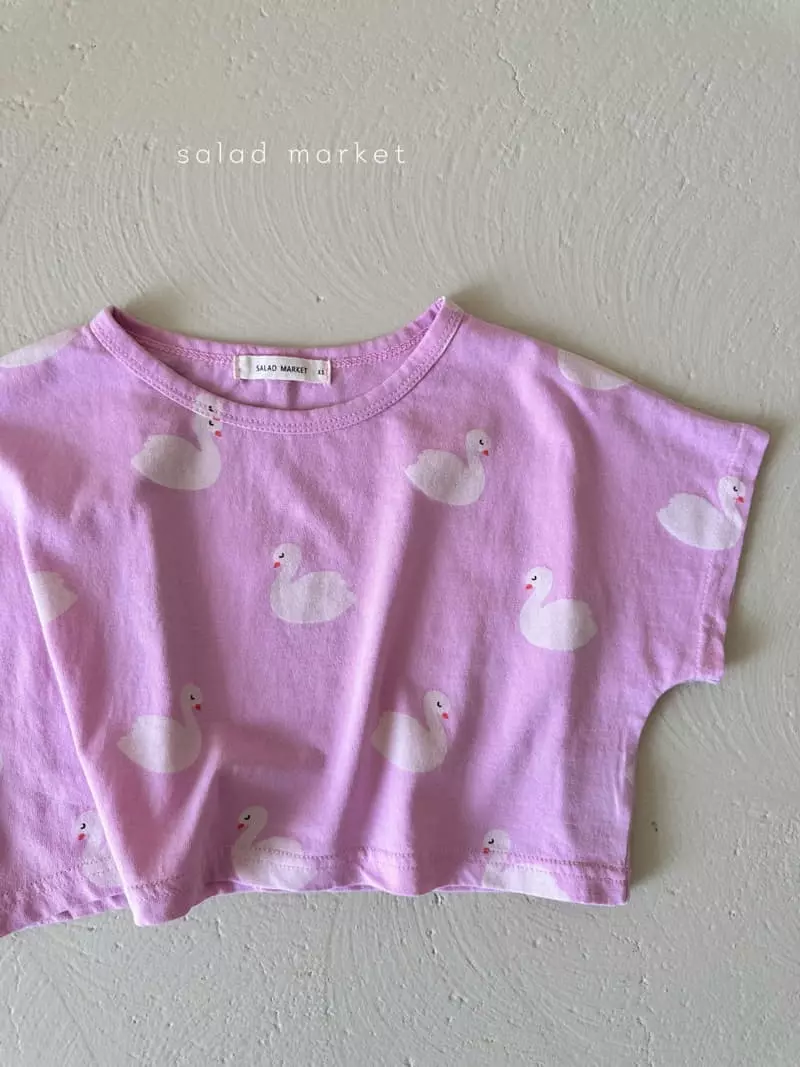 Salad Market - Korean Children Fashion - #kidsstore - Swan Crop Tee - 2