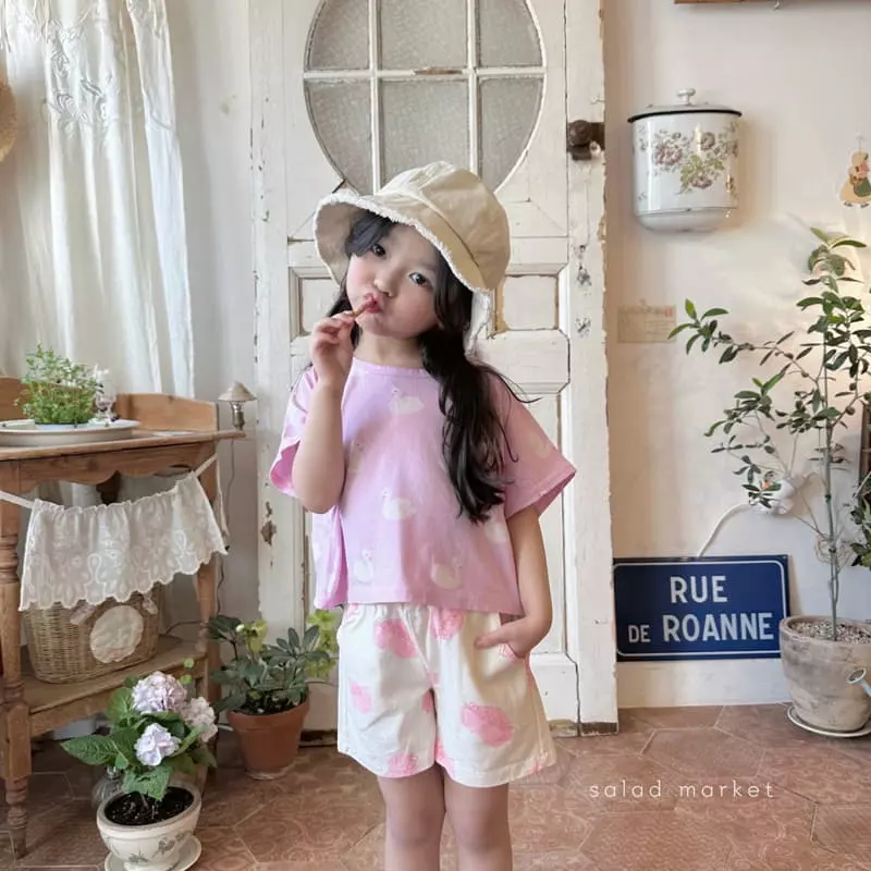 Salad Market - Korean Children Fashion - #magicofchildhood - Swan Crop Tee - 6