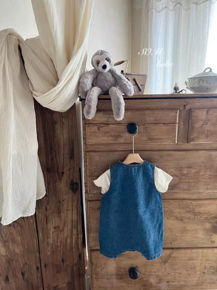 So U - Korean Baby Fashion - #babyfashion - Denim Bear Bodysuit