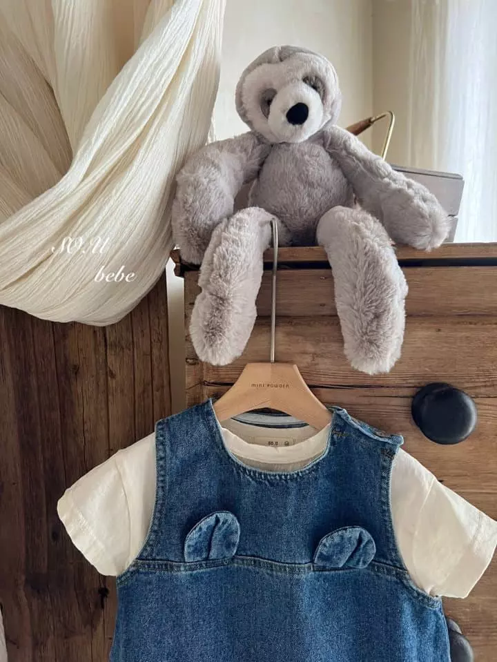 So U - Korean Baby Fashion - #babyfever - Denim Bear Bodysuit - 2