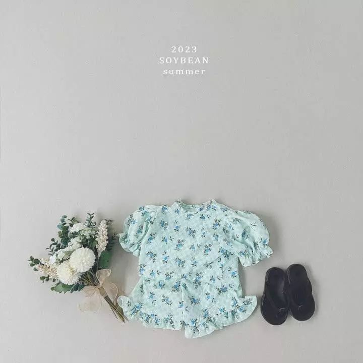 Soybean - Korean Children Fashion - #Kfashion4kids - Flower Frill Top Bottom Set