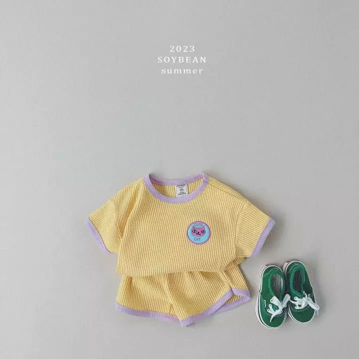 Soybean - Korean Children Fashion - #Kfashion4kids - Kid Waffle Top Bottom Set
