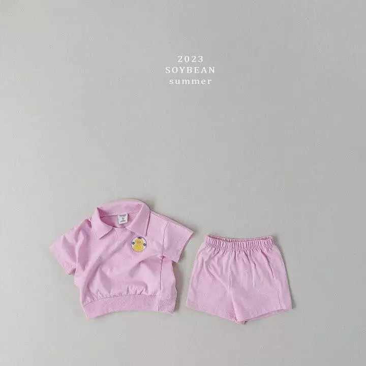Soybean - Korean Children Fashion - #stylishchildhood - Duck Collar Top Bottom Set - 4