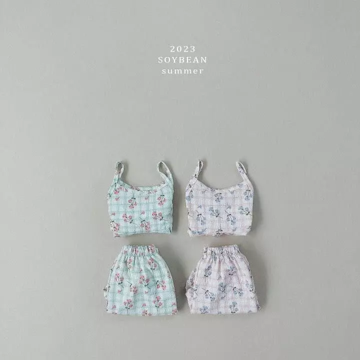 Soybean - Korean Children Fashion - #childofig - Cute Sleeveless Top Bottom Set - 3