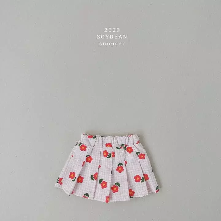 Soybean - Korean Children Fashion - #designkidswear - Check Flower Tennis Skirt - 6