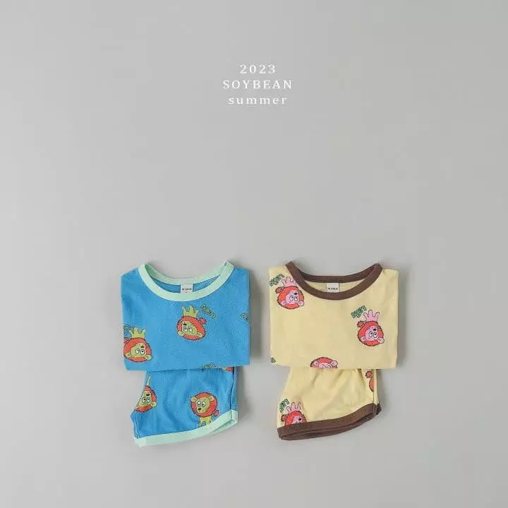 Soybean - Korean Children Fashion - #kidsshorts - Lion Top Bottom Set - 3