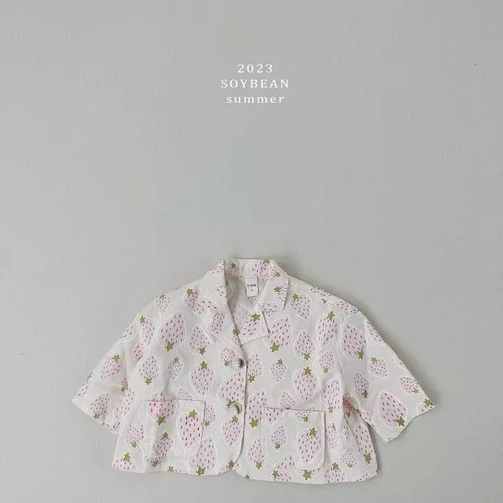 Soybean - Korean Children Fashion - #kidsshorts - Strawberry Top Bottom Set - 6