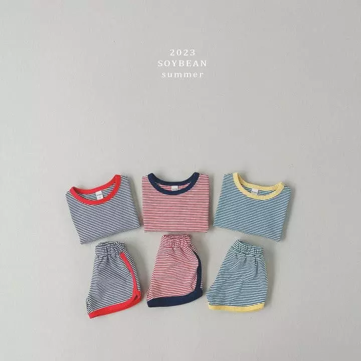 Soybean - Korean Children Fashion - #Kfashion4kids - Stripes Top Bottom Set - 4