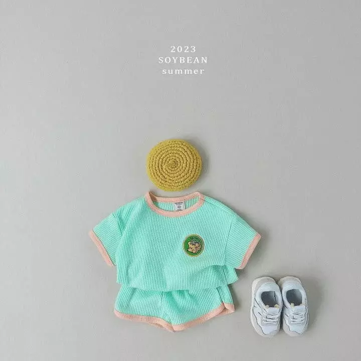 Soybean - Korean Children Fashion - #magicofchildhood - Kid Waffle Top Bottom Set - 3