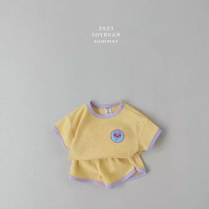Soybean - Korean Children Fashion - #magicofchildhood - Kid Waffle Top Bottom Set - 4