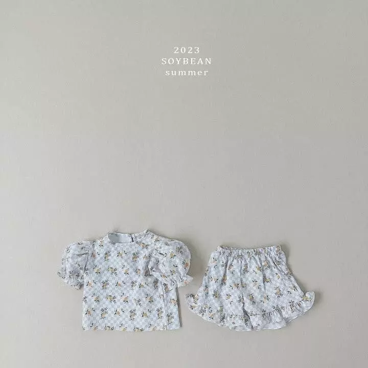 Soybean - Korean Children Fashion - #prettylittlegirls - Flower Frill Top Bottom Set - 5