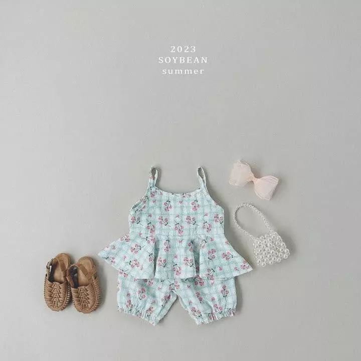 Soybean - Korean Children Fashion - #prettylittlegirls - Cute Sleeveless Top Bottom Set