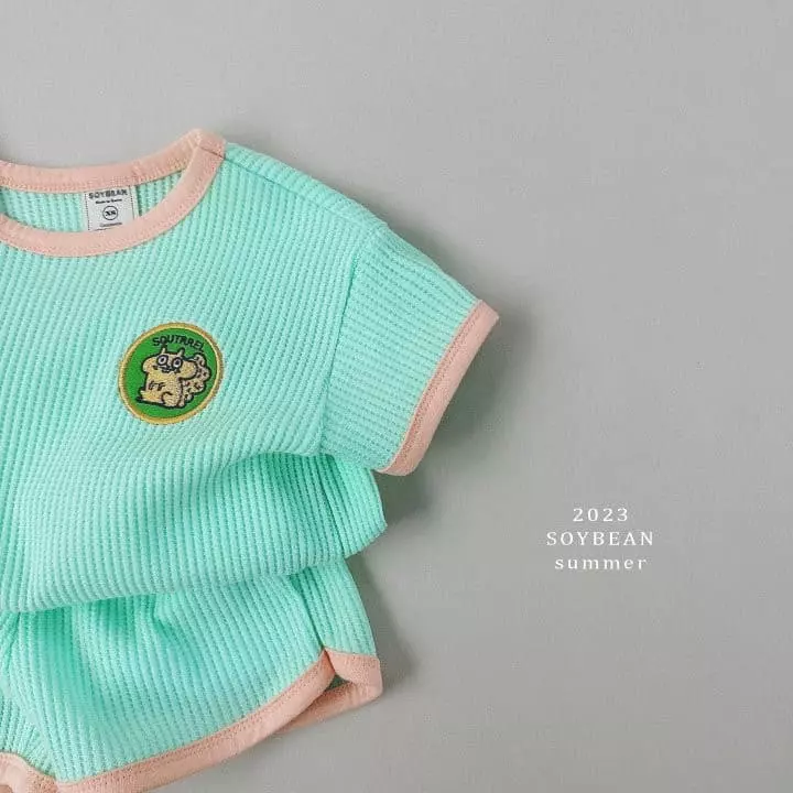 Soybean - Korean Children Fashion - #todddlerfashion - Kid Waffle Top Bottom Set - 6