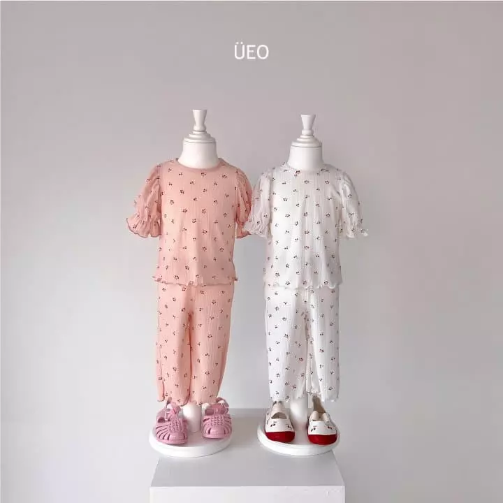 U Eo - Korean Children Fashion - #Kfashion4kids - Cherry Pleats Top Bottom Set - 12