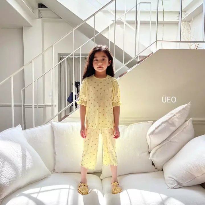 U Eo - Korean Children Fashion - #fashionkids - Cherry Pleats Top Bottom Set - 8