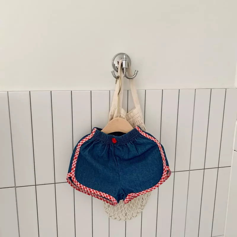 Yellow Factory - Korean Children Fashion - #magicofchildhood - Check Denim Shorts - 3