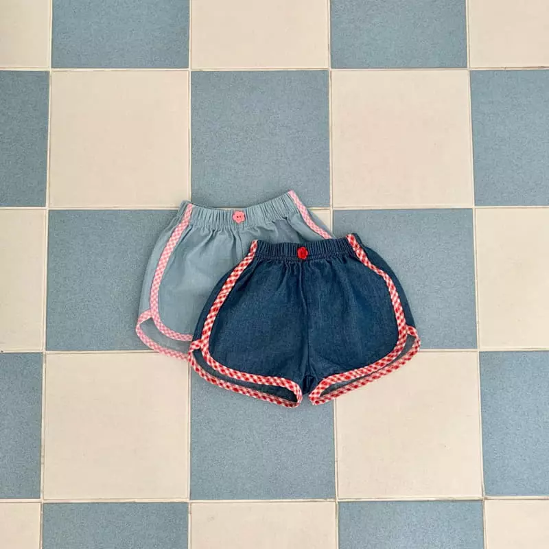 Yellow Factory - Korean Children Fashion - #magicofchildhood - Check Denim Shorts - 4