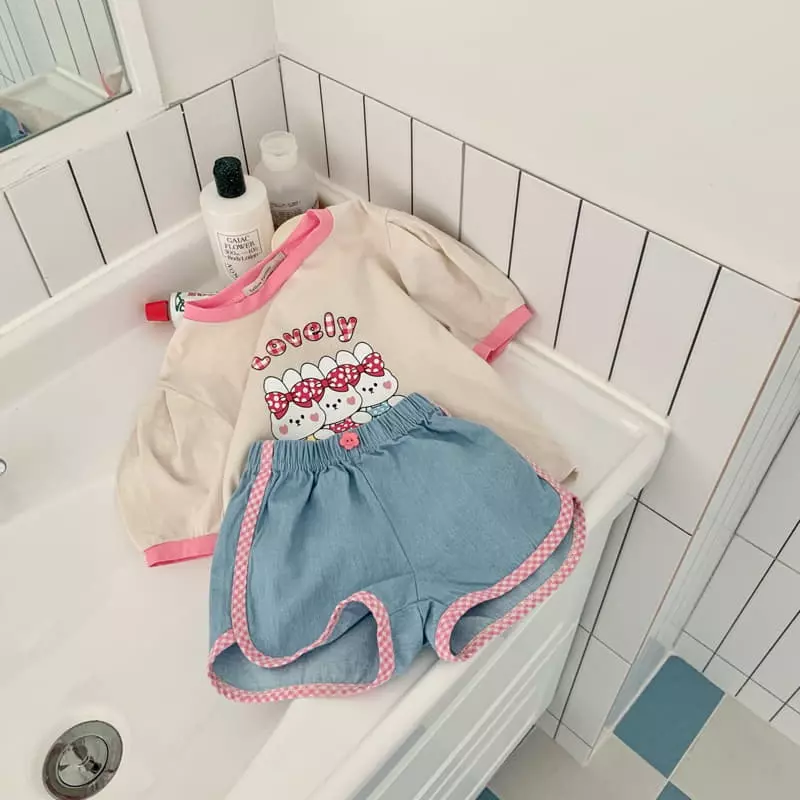 Yellow Factory - Korean Children Fashion - #todddlerfashion - Check Denim Shorts - 6