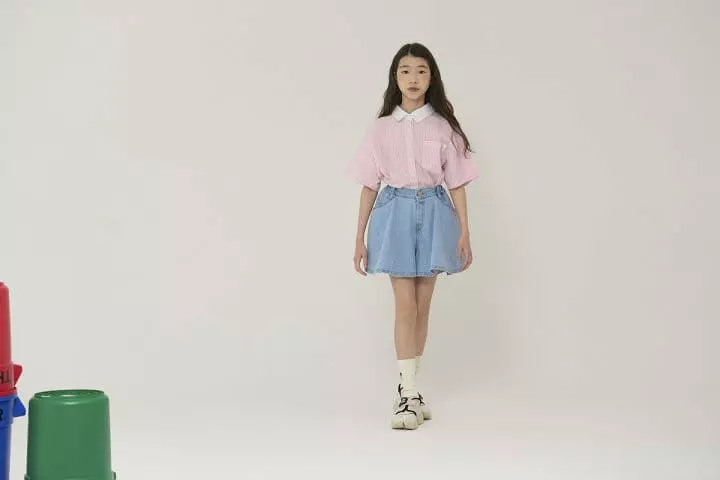 a-Market - Korean Children Fashion - #kidsshorts - Denim Skirt Shorts - 10