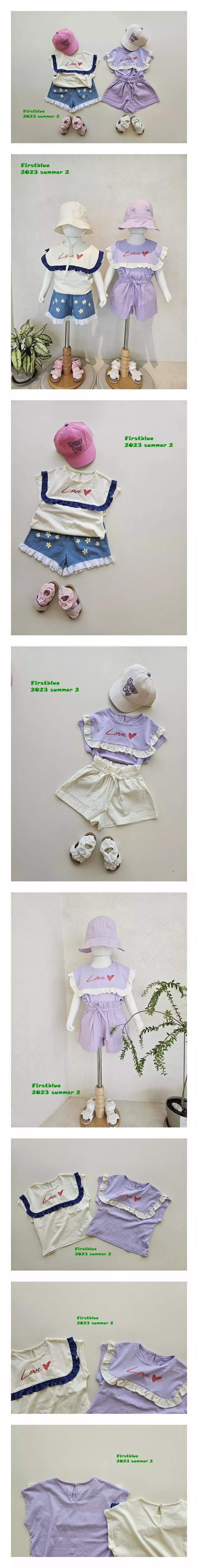 1st Blue - Korean Children Fashion - #magicofchildhood - Love Frill Tee