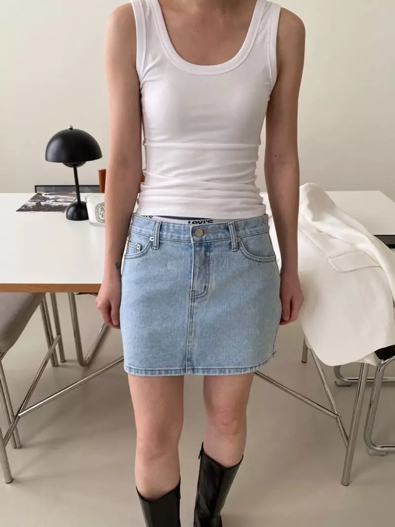 3.Another - Korean Women Fashion - #momslook - Low Denim Skirt - 12