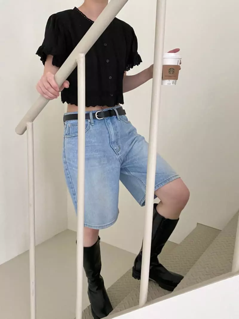3.Another - Korean Women Fashion - #momslook - Denim Shorts - 6