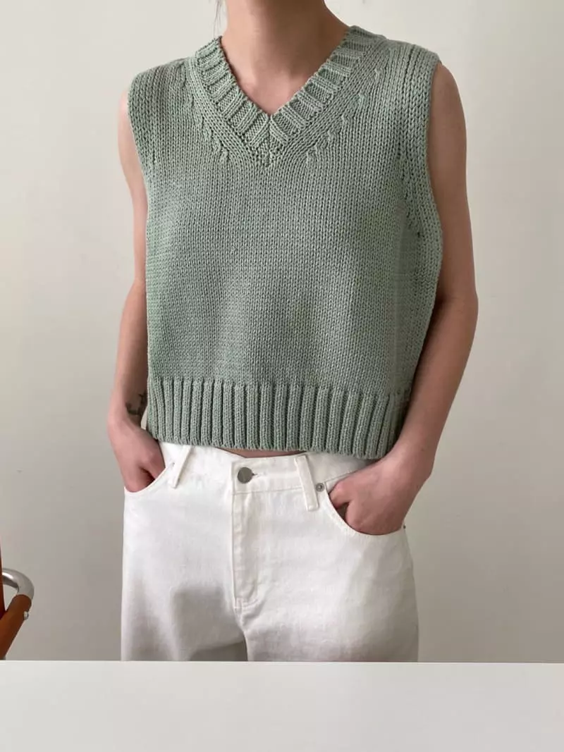 3.Another - Korean Women Fashion - #vintagekidsstyle - V Vest - 2