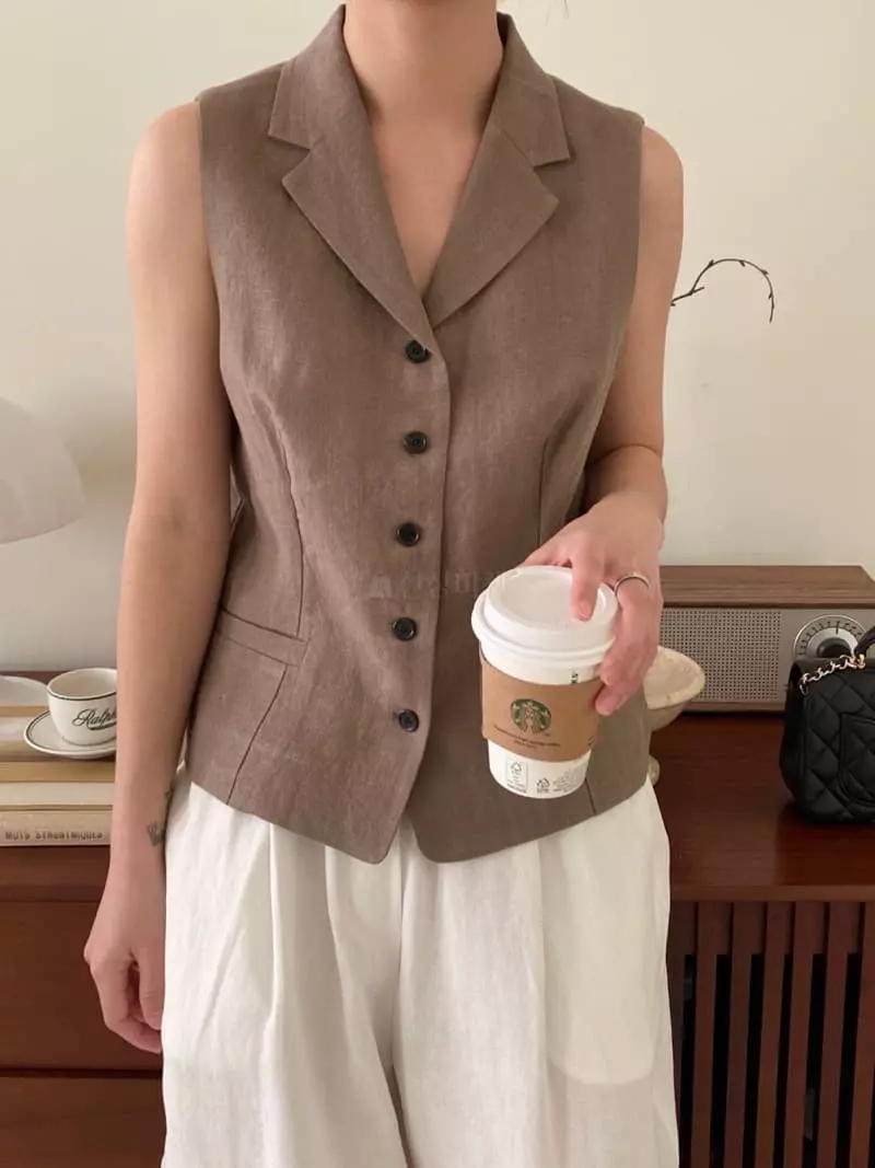 3.Another - Korean Women Fashion - #momslook - Linen Vest - 4