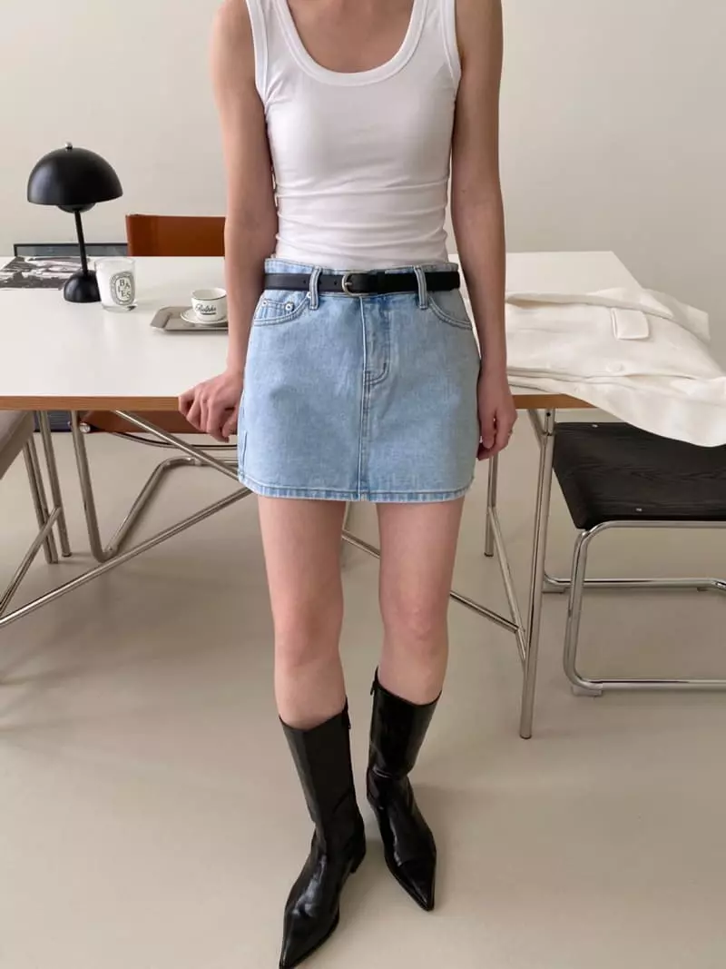 3.Another - Korean Women Fashion - #womensfashion - Low Denim Skirt