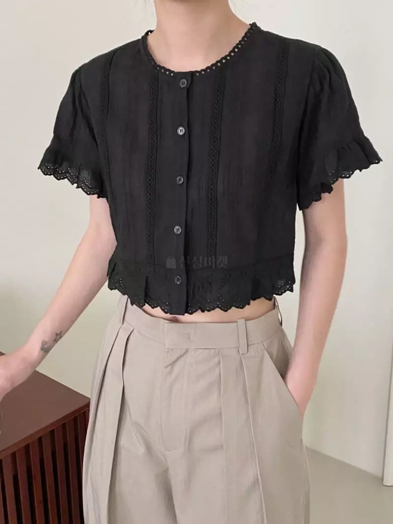3.Another - Korean Women Fashion - #womensfashion - Crop Lace Bloue - 11