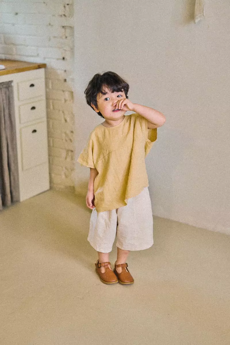 A-Market - Korean Children Fashion - #stylishchildhood - Cap Sleeves Linen Blouse - 4