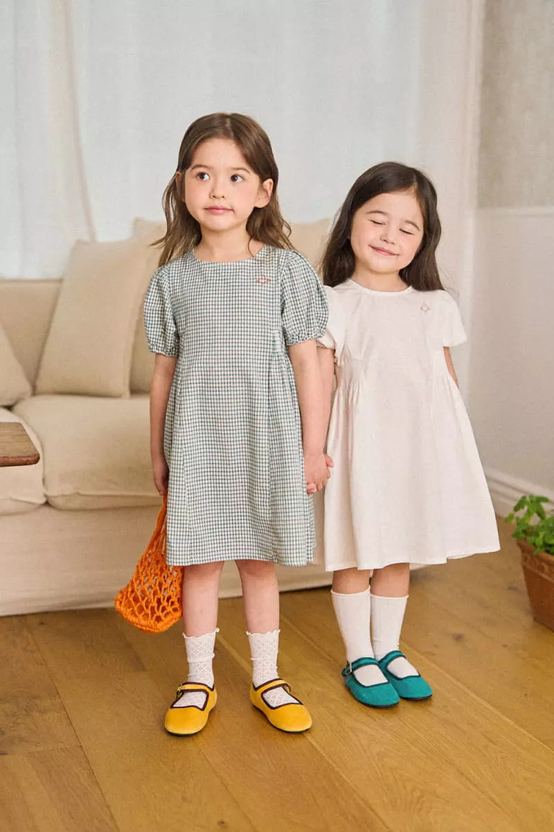 A-Market - Korean Children Fashion - #fashionkids - Retro Check One-piece - 3