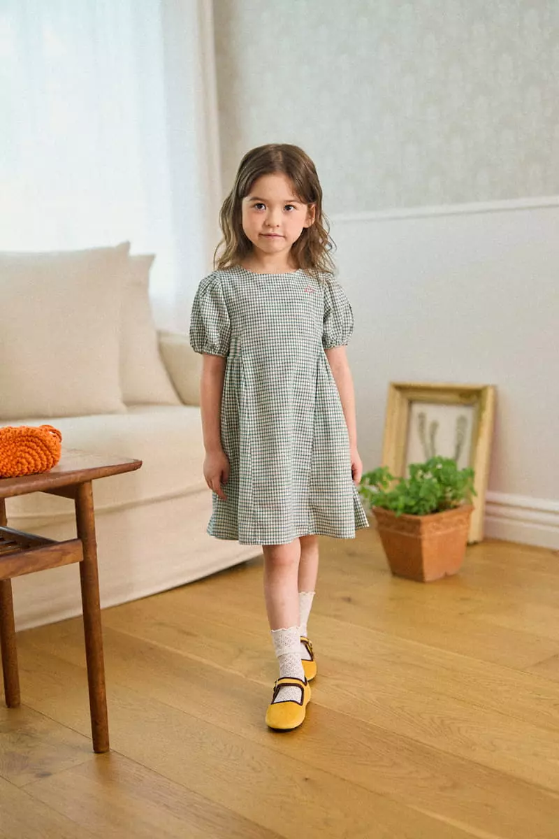 A-Market - Korean Children Fashion - #todddlerfashion - Retro Check One-piece - 12