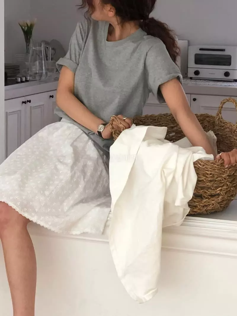 A Want - Korean Women Fashion - #momslook - Puching Lace Skirt - 7
